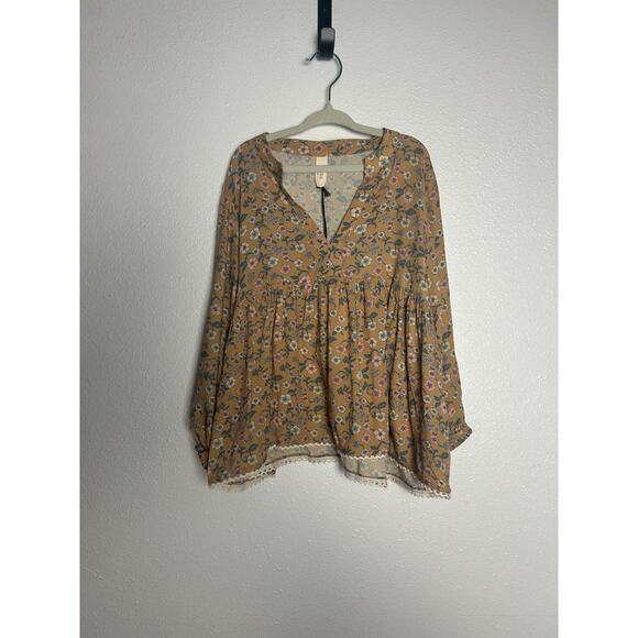 Spell Other - Spell & The Gypsy Top Blouse Longsleeve Boho Mustard Floral Girls Size 7-8 Years